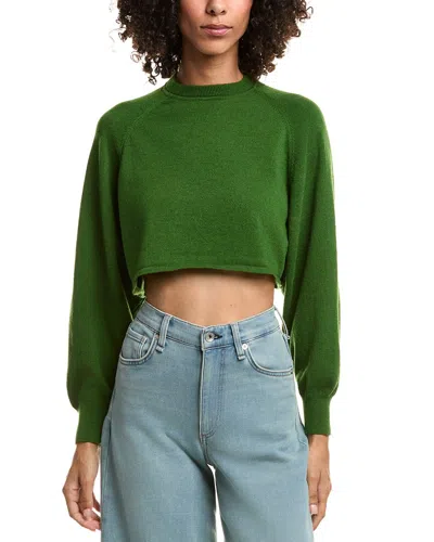 Industry Cropped Wool-blend Sweater In Green