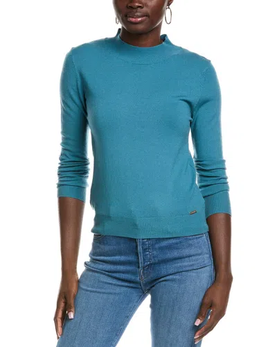 T Tahari Mock Neck Sweater In Blue