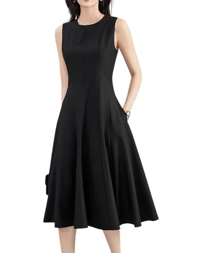Monique Lagarde Wool-blend Midi Dress In Black