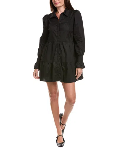 Wayf Tiered Shirtdress In Black