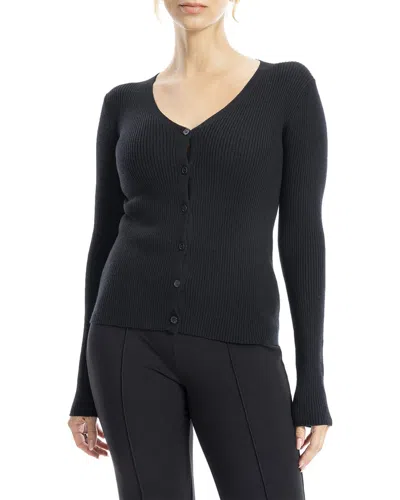 Max Studio Button Front Sweater In Black