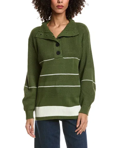 Madison Miles Knit Polo Sweater In Green