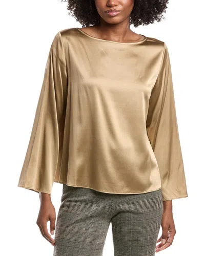 Eileen Fisher Bateau Neck Silk-blend Top In Gold
