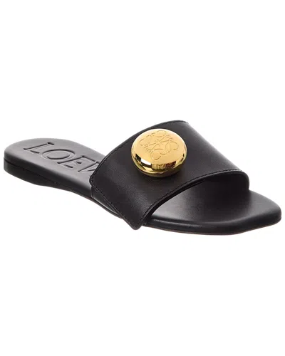 Loewe Leather Open Toe Flat Sole Slippers In Black