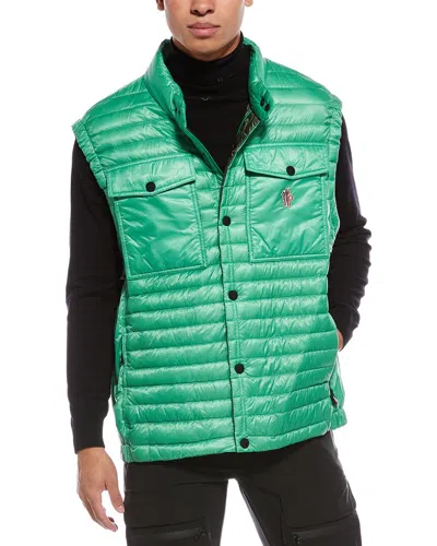 Moncler Ollon Recycled Micro Ripstop Down Vest In Green