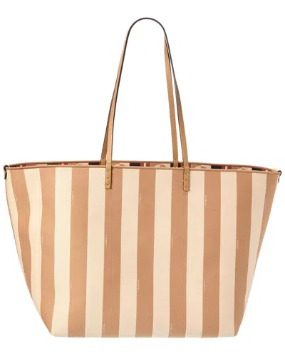 Fendi Roll Large Canvas & Leather Tote In Brown