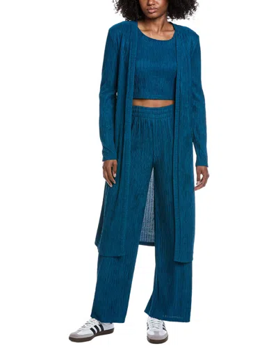 Marion 3pc Crinkle Cardigan Set In Blue