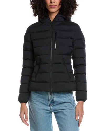 Moncler Herbe Stretch Nylon Hooded Puffer Jacket In Black