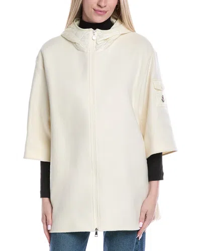 Moncler Wool-blend Cape In Neutral