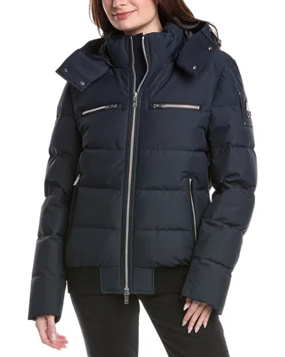 Moose Knuckles Black Polyester Cloud Bomber Down Jacket In Blue