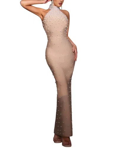 Amina Glam Maxi Dress In Neutral