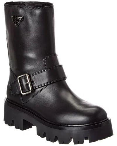 Prada Leather Boot In Black