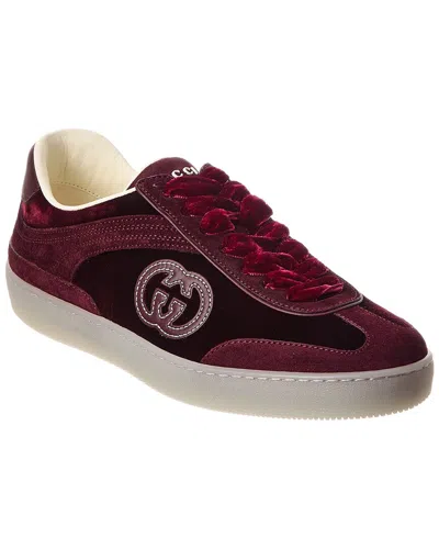 Gucci Velvet Sneakers With Nylon Insert And Suede In Red