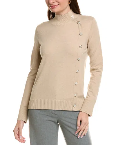 Joseph A . Mock Neck Cardigan In Brown