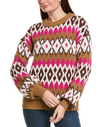 Joseph A Fair Isle Crewneck Sweater In Pink