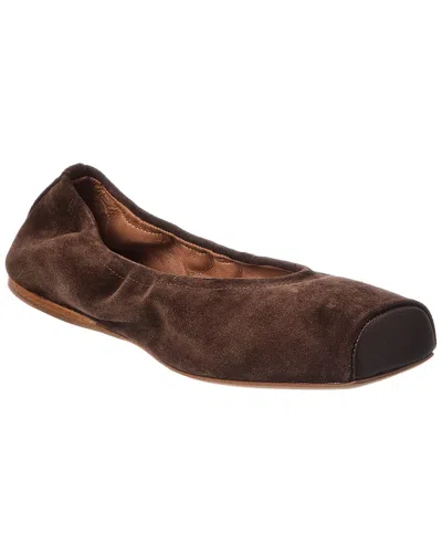 Alaïa Alaia Square-toe Ballet Flats With Elasticated Detail In Brown