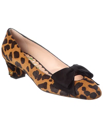 Valentino Garavani Bowow 25 Suede-trimmed Leopard-print Calf Hair Pumps In Multi