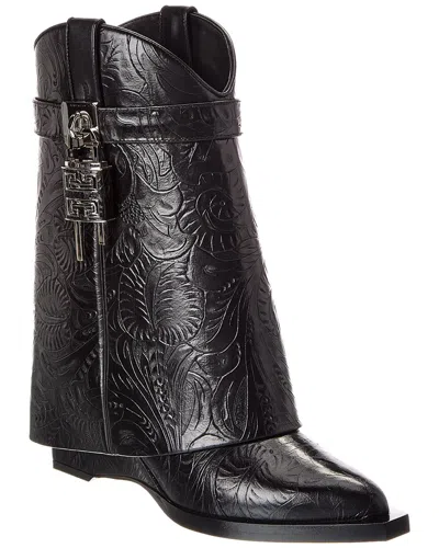 Givenchy 60mm Shark Lock Cowboy Leather Boots In Black
