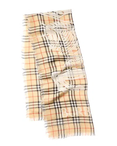 Burberry Check Wool Scarf In Neutral