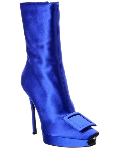Roger Vivier Satin Platform Boot In Blue