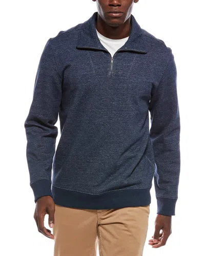Vince Mock Neck 1/4-zip Sweater In Blue