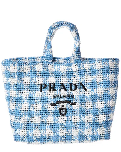 Prada Crochet Tote In Blue