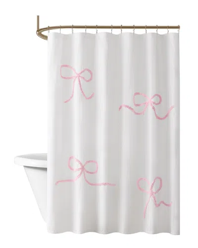 Truly Soft Textured Bow Shower Curtain In White