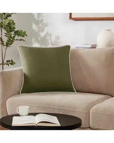 Brooklyn Loom Solid Contrast Piped Decorative Pillow In Green