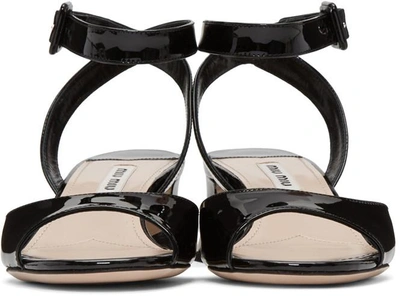 Shop Miu Miu Black Patent Leather Heeled Sandals