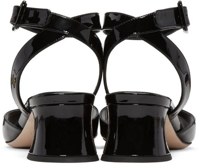 Shop Miu Miu Black Patent Leather Heeled Sandals