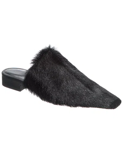 Ferragamo Fur Pointed-toe Slippers In Black