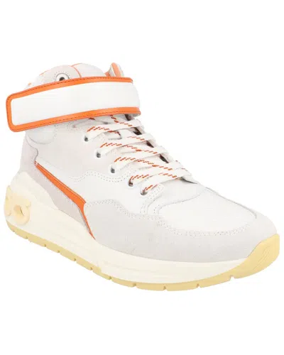 Ferragamo Leather High-top Sneaker In Orange