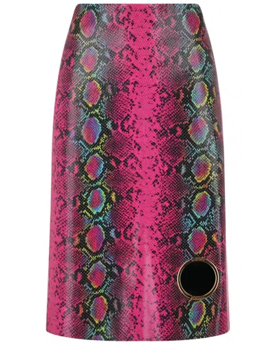 Versace Python-print Leather Midi Skirt In Multi