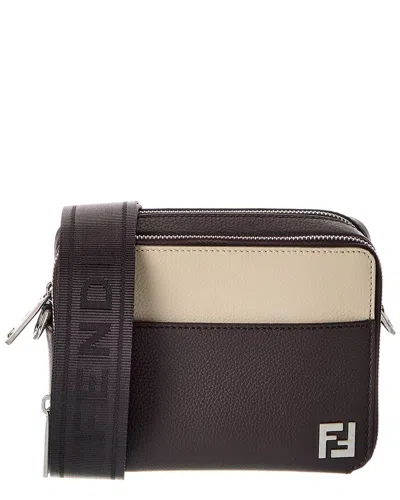 Fendi Squared Leather Camera Case Organizer In Brown