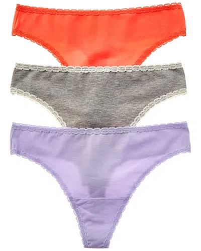 Skarlett Blue Set Of 3 Adorned Thong In Multi