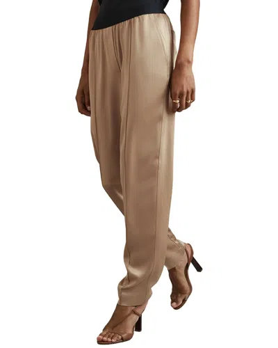 Reiss Elea Satin Occasion Taper Trouser In Brown
