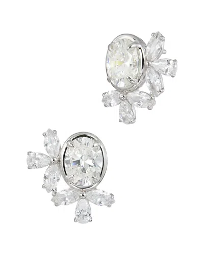 Savvy Cie Silver Cz Stud Earrings In Metallic