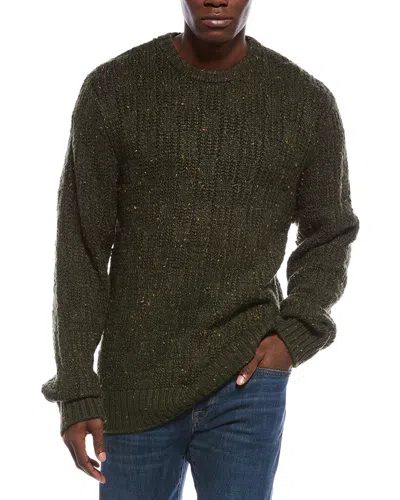 Slate & Stone Heavy Basket Weave Wool-blend Sweater In Green