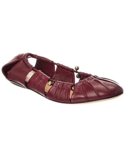 Chloé Luna Leather Ballerina Flat In Red