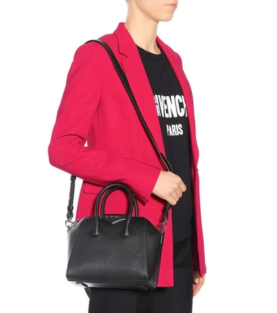 Shop Givenchy Antigona Mini Leather Shoulder Bag In Black