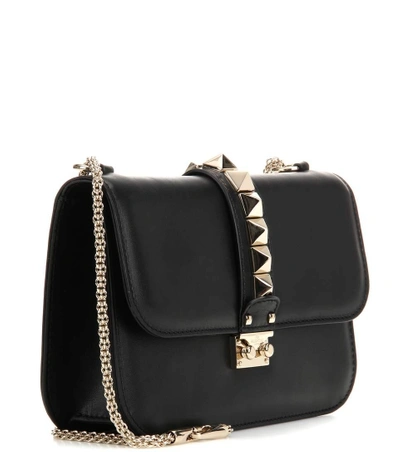 Shop Valentino Garavani Lock Medium Leather Shoulder Bag In Black