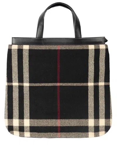 Burberry Black Wool/hair Blanket Tote (authentic Pre-loved) In Multi