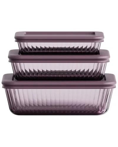 Genicook Stria Plum 3pc Rectangular Container Set