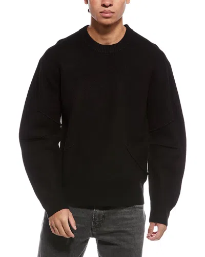 Helmut Lang Boiled Merino Wool Crewneck Sweater In Black
