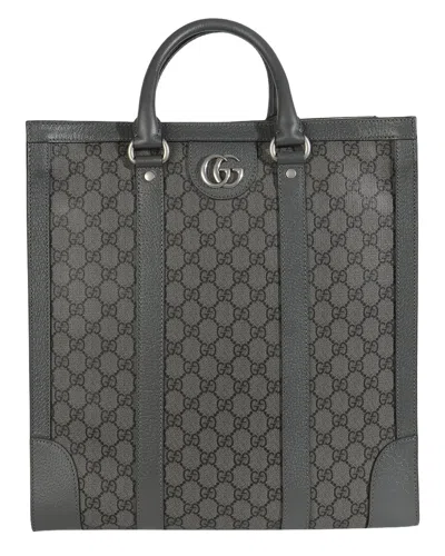 Gucci Grey Gg Coated Canvas Ophidia Medium Tote (authentic Pre-loved) In Gray