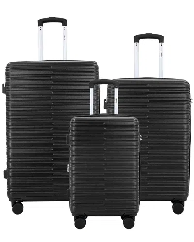 Izod Phantom 3-piece Lightweight Expandable Hardside Luggage Set In Black