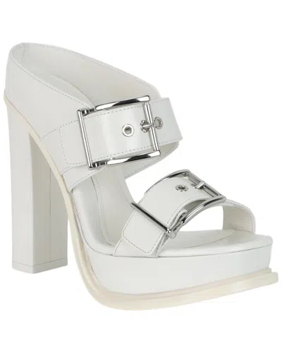 Alexander Mcqueen Boxcar Leather Sandal In White