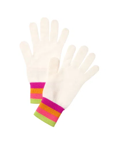 Brodie Cashmere Stripe Cashmere Gloves In White