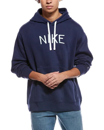 Nike Drawstring Hood Sweatshirt In Blue