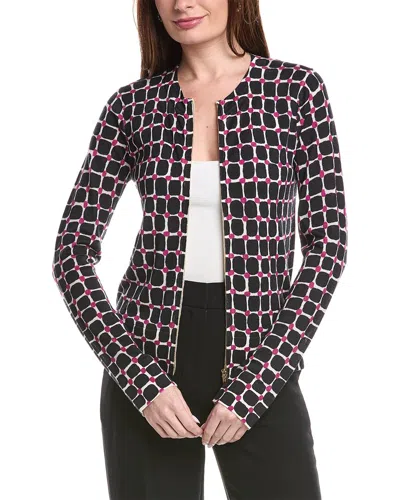 St John St. John Printed Wool-blend Cardigan In Black